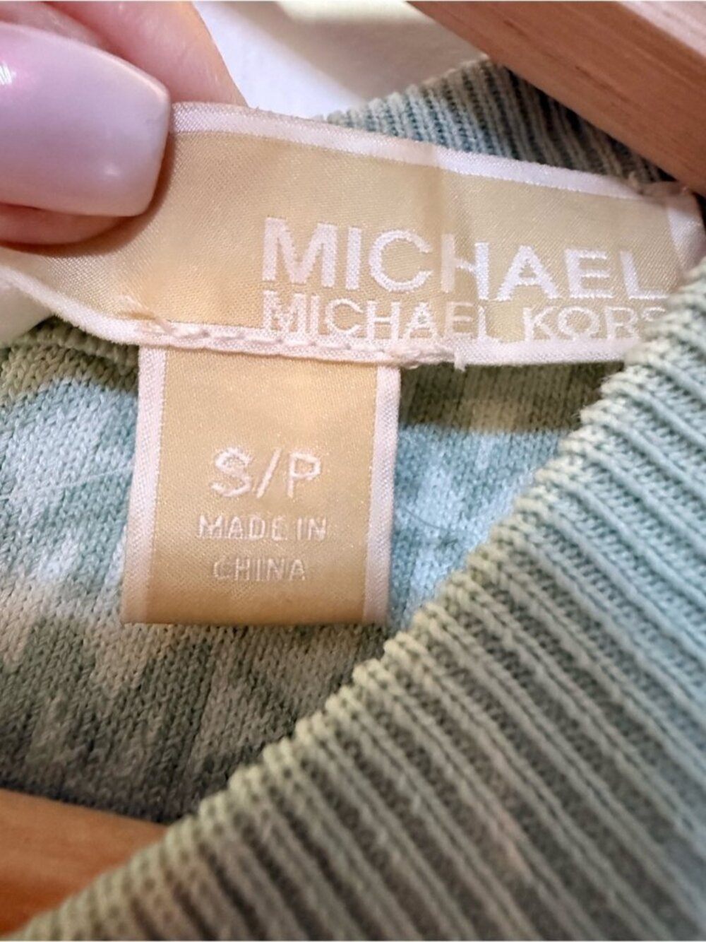 Michael Kors Mint Sage Logo Knit Short-Sleeve Mini Dress size S - Picture 8 of 9